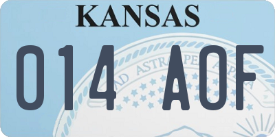 KS license plate 014AOF