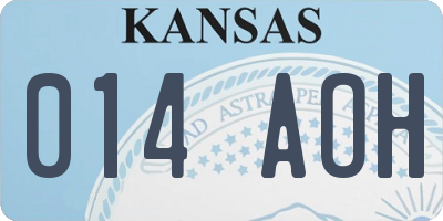 KS license plate 014AOH