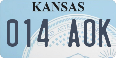 KS license plate 014AOK