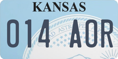 KS license plate 014AOR