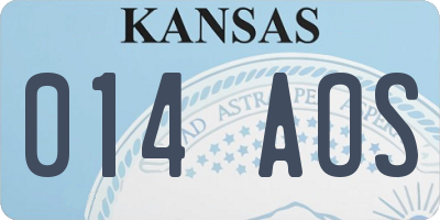 KS license plate 014AOS