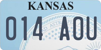 KS license plate 014AOU