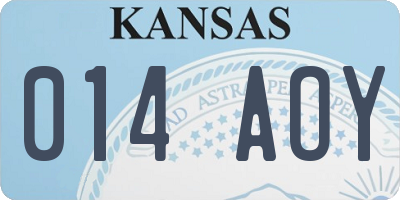 KS license plate 014AOY