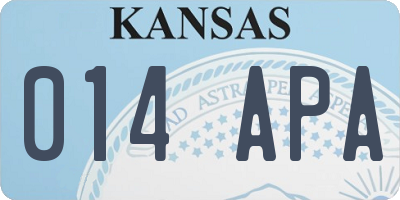 KS license plate 014APA