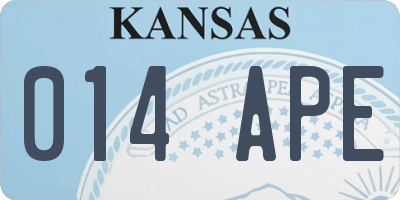 KS license plate 014APE