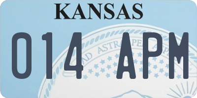 KS license plate 014APM