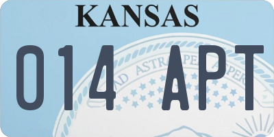 KS license plate 014APT