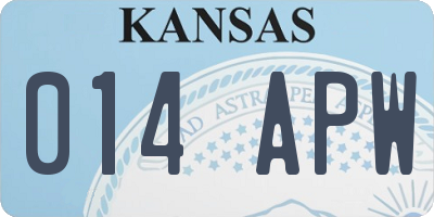KS license plate 014APW