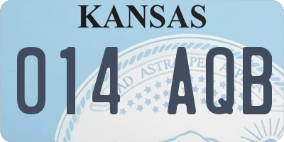 KS license plate 014AQB
