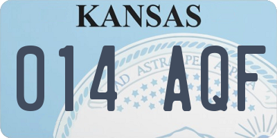 KS license plate 014AQF