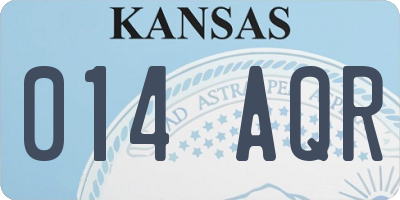 KS license plate 014AQR