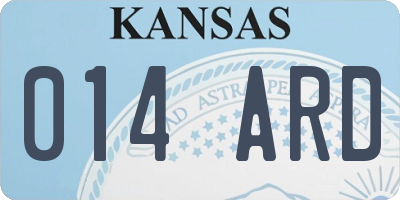 KS license plate 014ARD