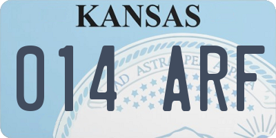 KS license plate 014ARF