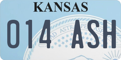 KS license plate 014ASH