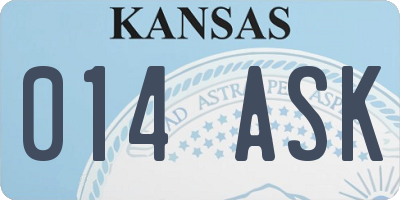 KS license plate 014ASK
