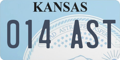 KS license plate 014AST