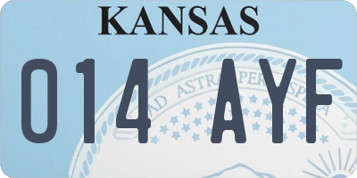 KS license plate 014AYF