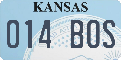 KS license plate 014BOS