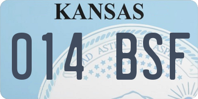 KS license plate 014BSF