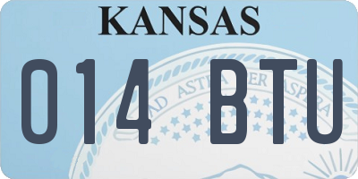 KS license plate 014BTU
