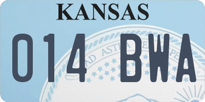 KS license plate 014BWA