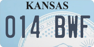 KS license plate 014BWF