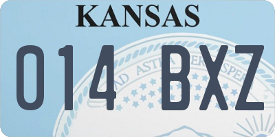 KS license plate 014BXZ