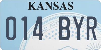 KS license plate 014BYR