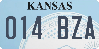 KS license plate 014BZA