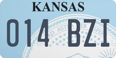 KS license plate 014BZI