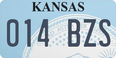 KS license plate 014BZS
