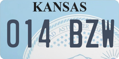 KS license plate 014BZW