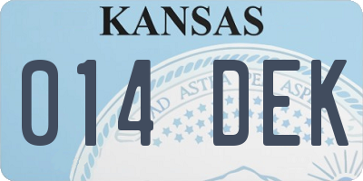 KS license plate 014DEK