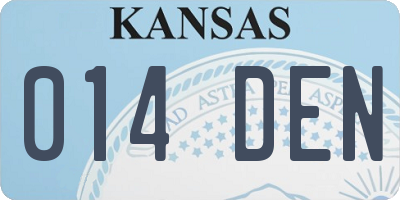 KS license plate 014DEN