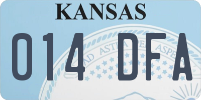 KS license plate 014DFA