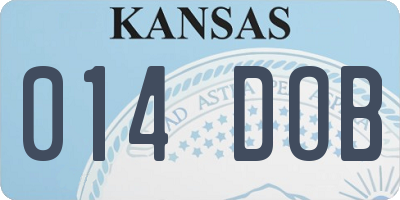 KS license plate 014DOB
