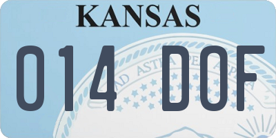 KS license plate 014DOF