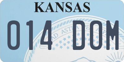 KS license plate 014DOM