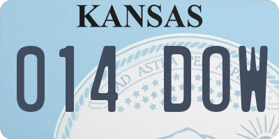 KS license plate 014DOW