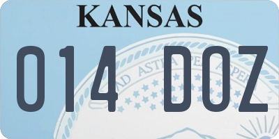 KS license plate 014DOZ