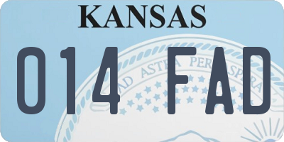 KS license plate 014FAD