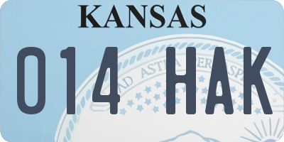 KS license plate 014HAK