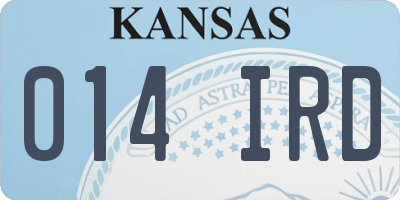 KS license plate 014IRD