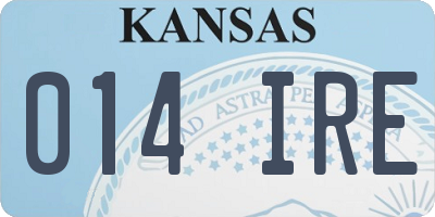KS license plate 014IRE