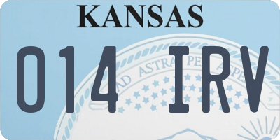 KS license plate 014IRV