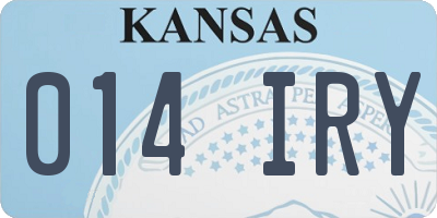 KS license plate 014IRY
