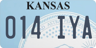 KS license plate 014IYA