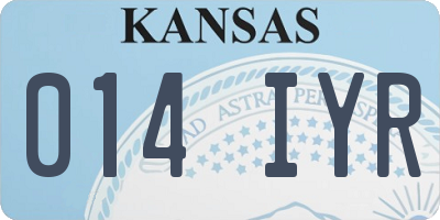 KS license plate 014IYR