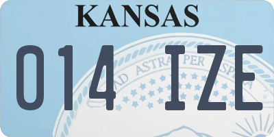 KS license plate 014IZE