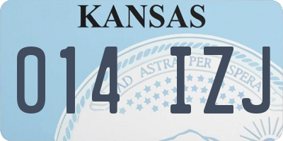 KS license plate 014IZJ